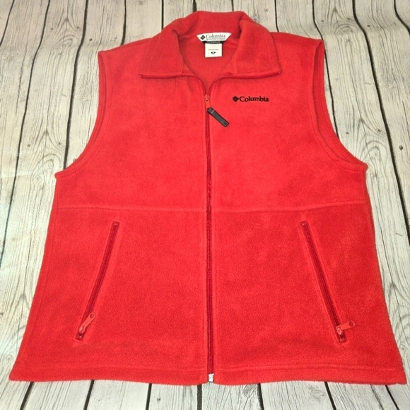 Columbia Other - Columbia Mens Medium Red Full Zip Fleece Vest